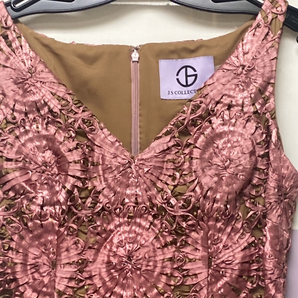 Js Collections pinwheel soutache V-Neck high Low gown - Picture 6 of 10